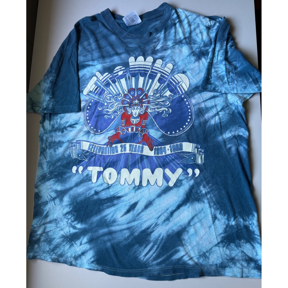 VTG 80s Hanes The Who Tommy T Shirt Tie Dye Blue XL 25th Anniversary Tour USA - Picture 1 of 6